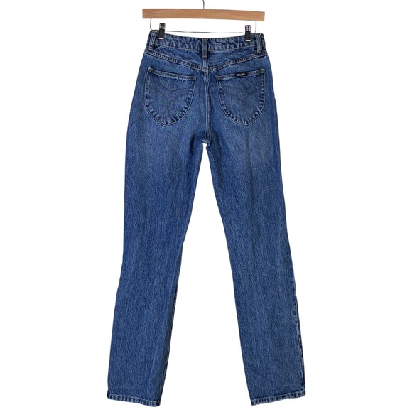 Rollas Classic Straight High Rise Distressed Jeans Organic Cotton Size 8 - Picture 5 of 7